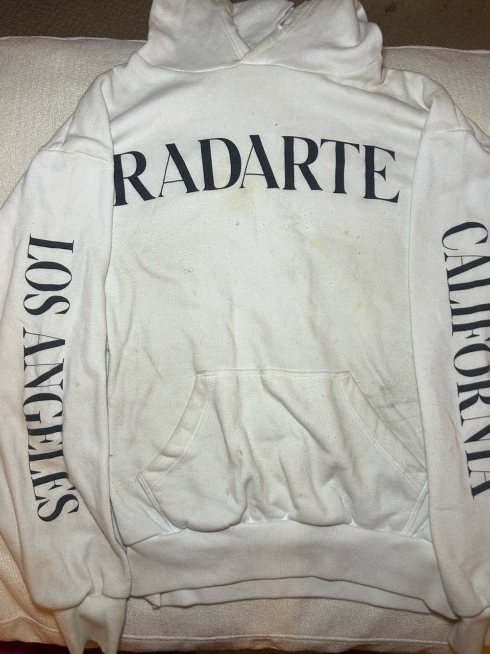 Rodarte White Hooded Sweatshirt with 'California Los Angeles' Sleeve Print